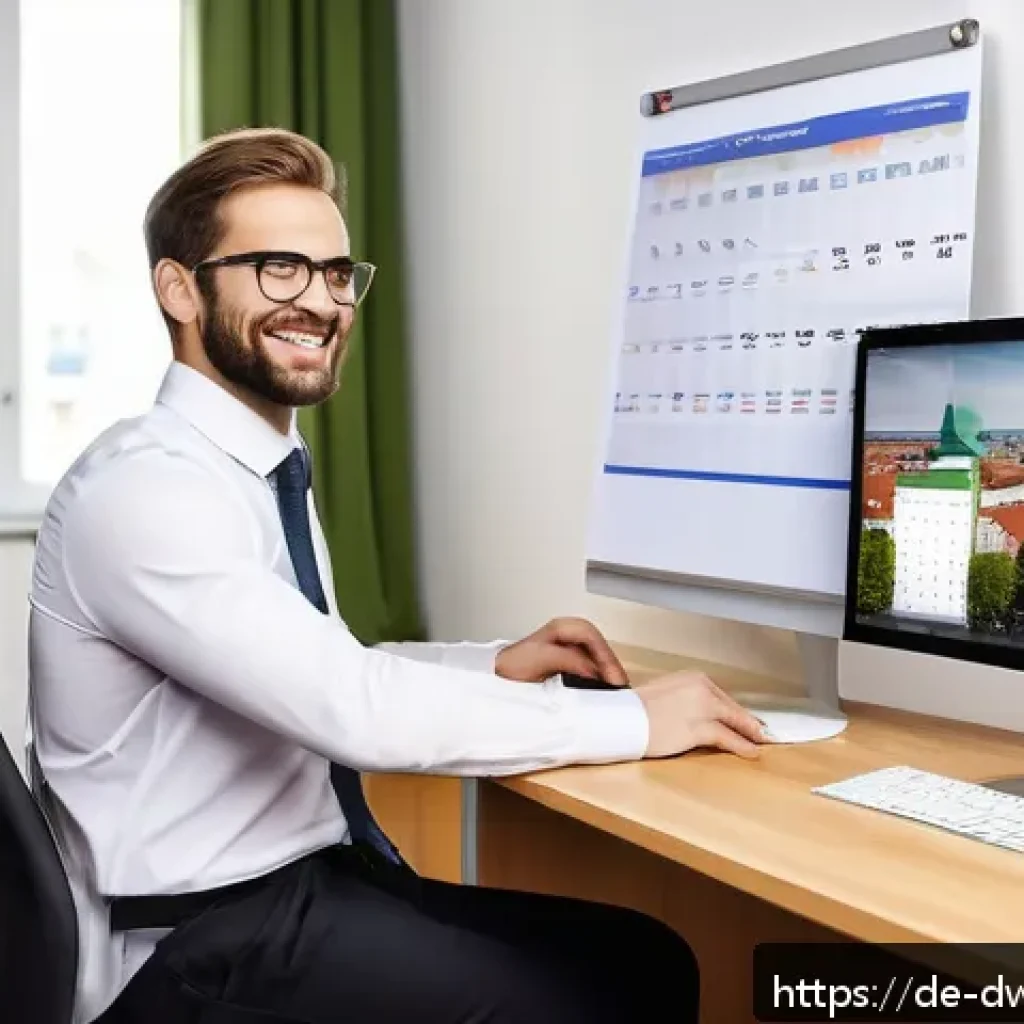 디지털 명성 관리와 고객 충성도의 관계 - A modern German small business office scene showing a customer service representative warmly respond...