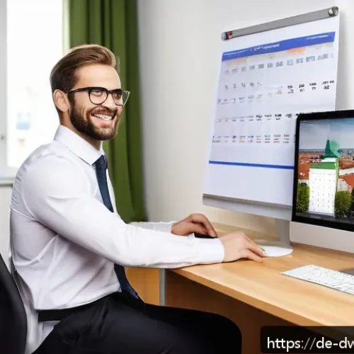 Home 29 디지털 명성 관리와 고객 충성도의 관계 - A modern German small business office scene showing a customer service representative warmly respond...