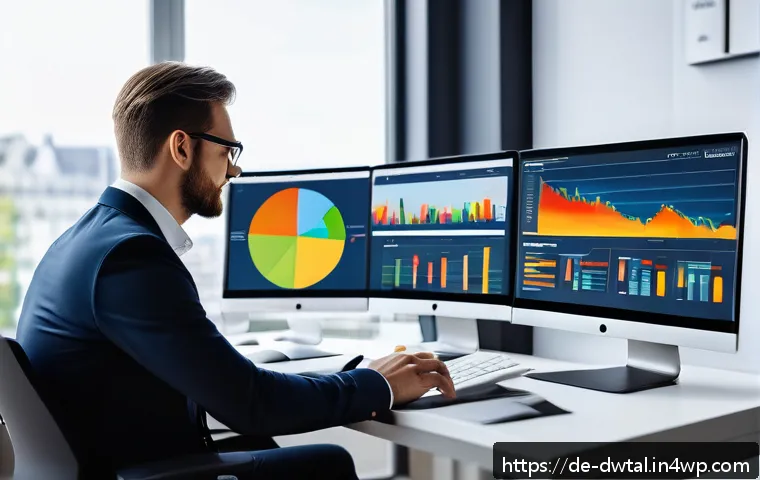 소셜 미디어 분석 도구를 활용한 명성 관리 - A modern office scene showing a professional German marketing manager monitoring online reputation o...